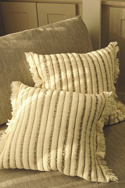 Pilloveland 2'li Müslin Kırlent Kılıfı - 100% Pamuk - 3 Kat Müslin - Şerit