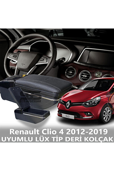 STS Oto Aksesuar Renault Clio 4 2012-2019 Uyumlu Premium  Deri Kol Dayama Kolçak Lüx Tip