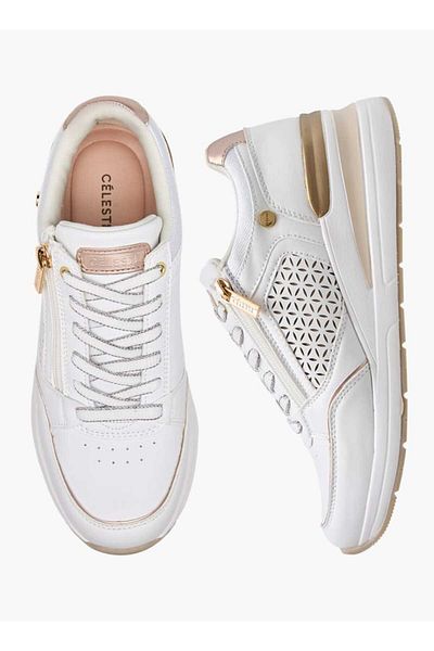 Celeste Women's Panelled Sneakers with Lace-Up Closure