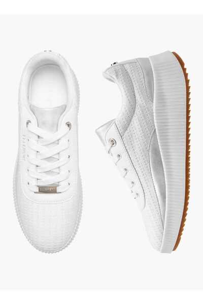 ELLE Women's Textured Sneakers with Chunky Sole and Lace-Up Closure