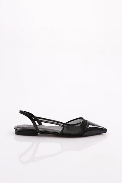 DGN Black Patent Leather Ballerinas - 811 Women's Back Tie