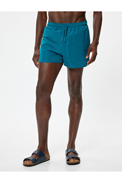 Koton Oversize Short Swim Shorts - Lace-Up Waist and Pocket Detail
