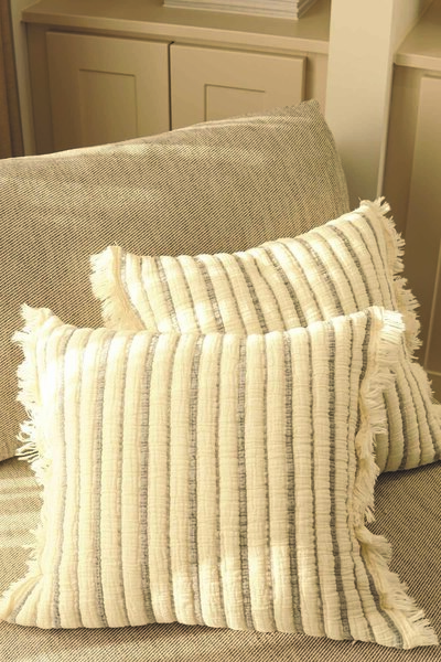 Pilloveland 2-Piece Muslin Throw Pillow Cover - 100% Cotton - 3 Layers Muslin - Stripe