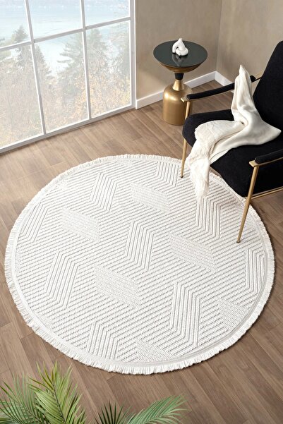 Eliz Home Beyaz Yumuşak Dokulu Daire Halı Kilim Salon Mutfak Koridor Yolluk D...