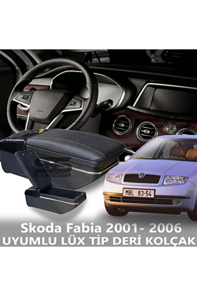 STS Oto Aksesuar Skoda Fabia 2001- 2006 Uyumlu Premium  Deri Kol Dayama Kolça...