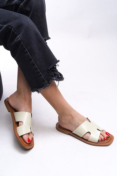 Riccon Papuci de damă Seltheris Beige - Piele autentică 00120500