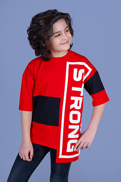 Toontoy Tricou pentru băiat cu secțiuni Strong cu imprimeu