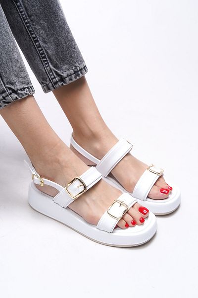 Riccon Women's White Skin Sandals Thassiush Model 0012260