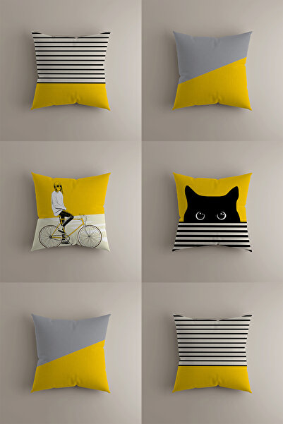 LadiesHome طقم غطاء وسادة بتصميم عصري مكون من 6 قطع - وسادة مزدوجة الجوانب مق...