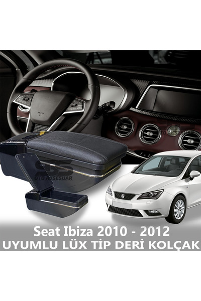 STS Oto Aksesuar Seat İbiza 2010 - 2012 Uyumlu Premium  Deri Kol Dayama Kolça...