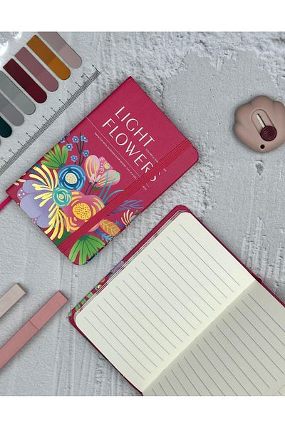 ZeCo Collection دفتر ملاحظات مخطط مطاطي وردي فاتح مقاس A6