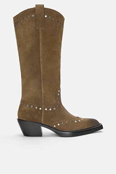 Pull & Bear Zımbalı deri kovboy çizmesi