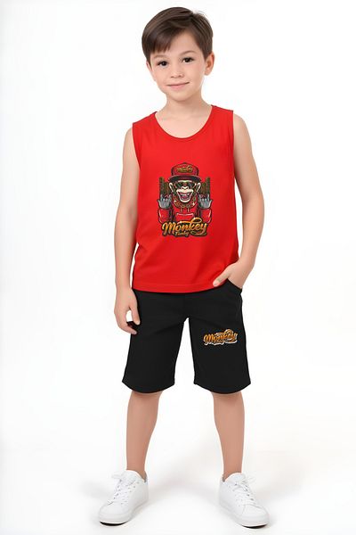 panios kids Rich Monkey Printed Boys' Sling T-Shirt and Shorts Bottom-Top Set