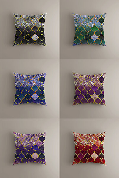 LadiesHome Husă decorativă de lux pentru pernă – Set de 6 huse de pernă cu mo...