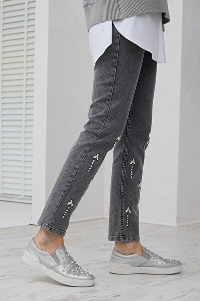 Genel Markalar MOODBASİC TAŞ DETAYLI KOT PANTOLON