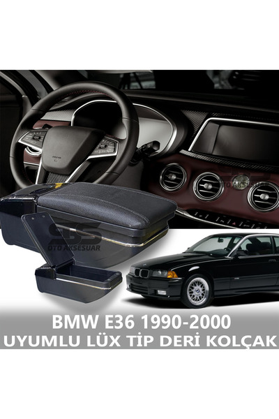 STS Oto Aksesuar BMW E36 1990-2000 Uyumlu Premium  Deri Kol Dayama Kolçak Lüx...