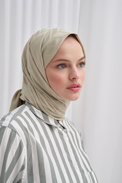 carell Πράσινο μαλακό βαμβακερό μεταξωτό σάλι με σχέδιο μπακλαβά