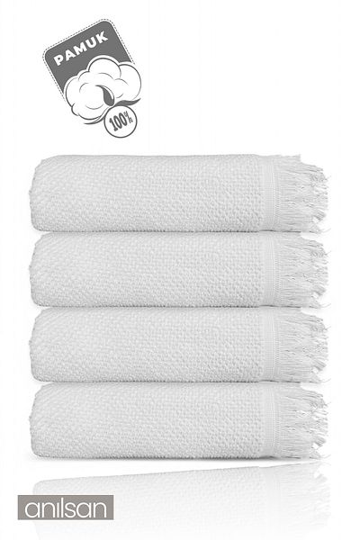 Anılsan 4 Πετσέτες μπάνιου White Jelena 70x140 cm, 490 gr, 100% βαμβάκι, πετσέτες σπα και ξενοδοχείου, καθημερινή χρήση