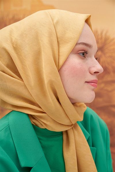 carell Modal Jacquard Shawl Mustard Houndstooth