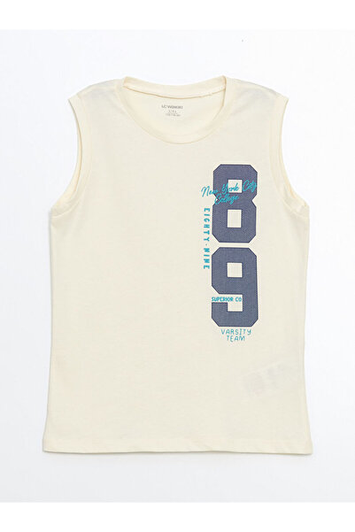LC Waikiki Beige Crew Neck Printed Boys' Undershirt