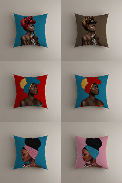 LadiesHome Set de huse cu portret etnic pentru femei - Design artistic, față-...