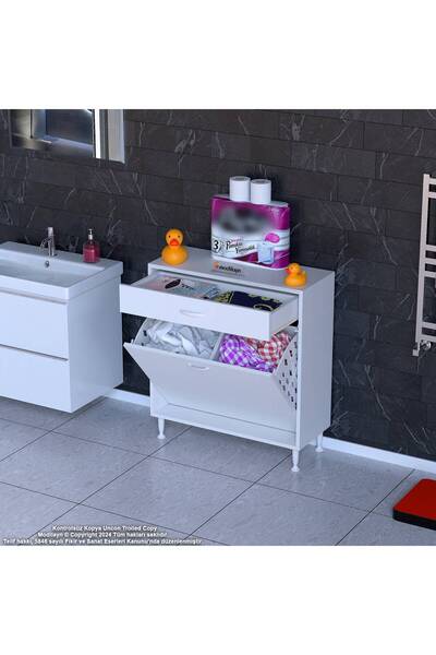 Modilayn EMİR 85x88x32,5 cm 2 Göz Sepetli kirli çamaşır pratik çok fonksiyonlu dolap