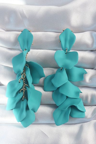 SeyCey.co Brass Turquoise Color Dangle Leaf Model Earrings