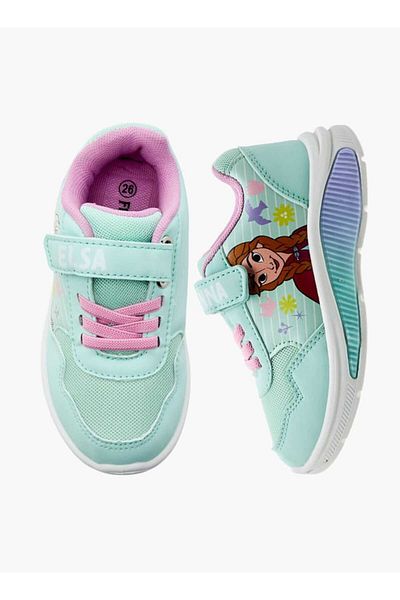 Disney Disney Elsa Print Light-Up Sneakers with Hook and Loop Closure