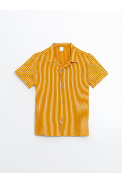 LC Waikiki قميص أصفر مخطط للأولاد بياقة منتجع