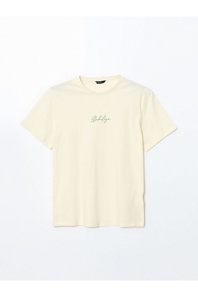LC Waikiki Ανδρικό μπλουζάκι LCW Crew Neck με εμπριμέ χτενισμένο βαμβάκι