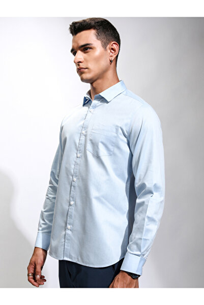 Highlander By Styli Solid Cotton Slim Fit Shirt with Pocket