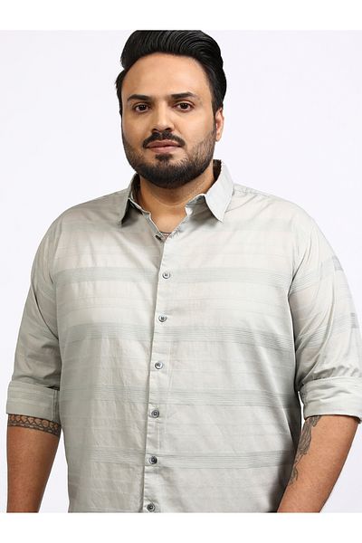 Highlander By Styli Plus Size Striped Collared Shirt
