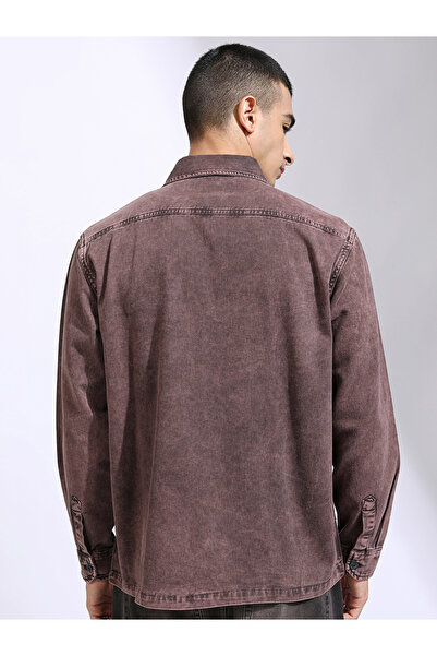 Highlander By Styli Acid Washed Oversized Shirt with Pockets