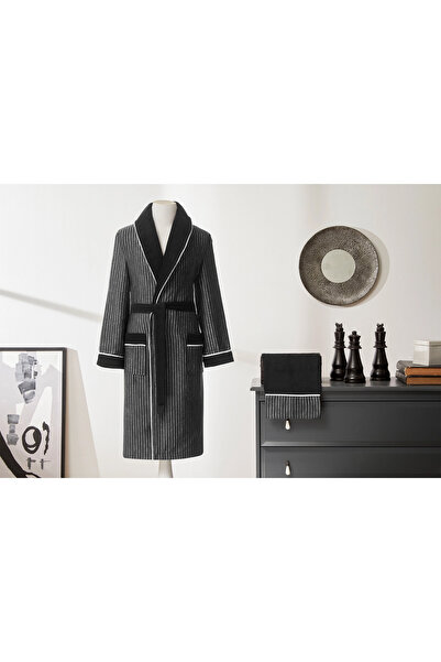 Özdilek Özdilek Noir Masculine Shawl Collar Bathrobe
