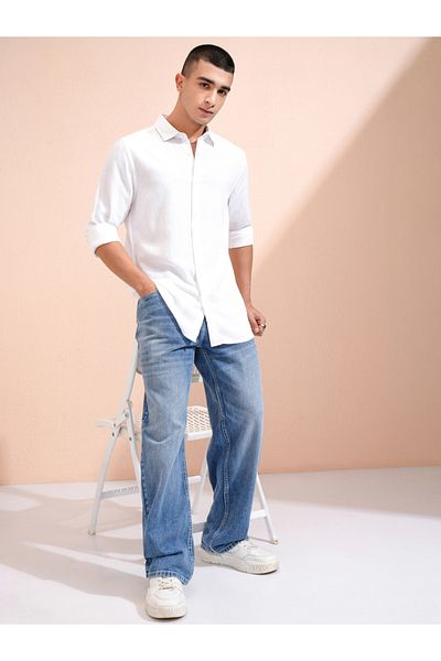 Highlander By Styli Solid Regular Fit Collared Shirt