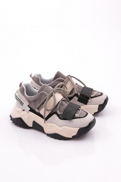 DGN 65140-22y Pantofi pantofi cu velcro argintiu cu talpă groasă pentru femei