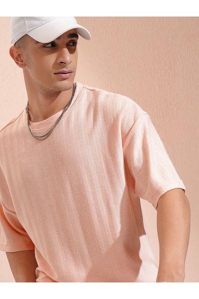 Highlander By Styli Textured Round Neck Oversized T-Shirt
