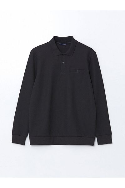 LC Waikiki Lcwaikiki Classic Anthracite Polo Neck Long Sleeve Men's Sweatshirt