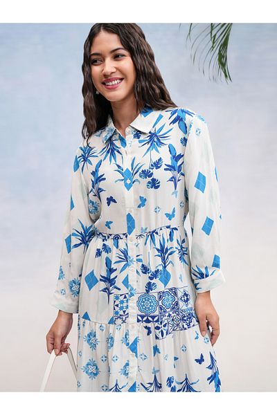 Vishudh By Styli All Over Print Knee Length A-Line Dress