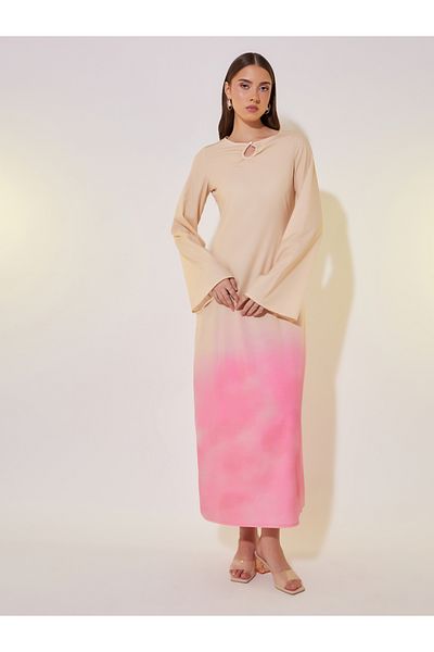 Take Two By Styli Ombre Print A-Line Maxi Dress