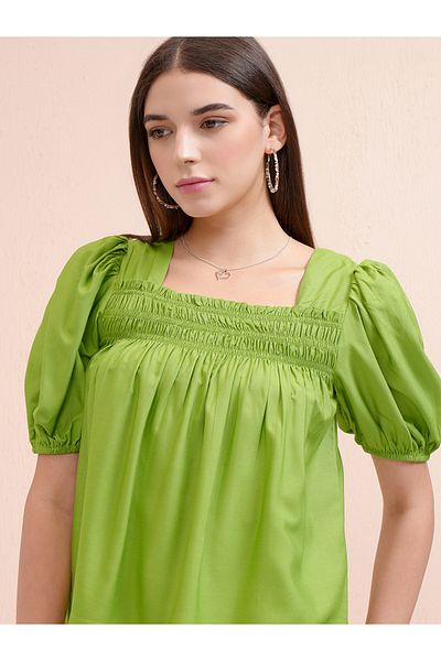 Tokyo Talkies By Styli Puff Short Sleeves Smocked Top