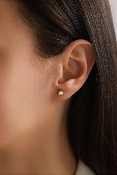 Tufanlar Kuyumculuk 14 Ayar Kalemli Top Çivi Altın Küpe