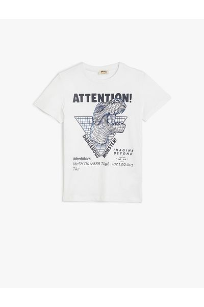 Koton Tricou Dinozaur mânecă scurtă Decolteu Crew Bumbac