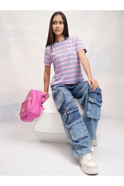 Tokyo Talkies By Styli Regular Fit Striped Round Neck T-Shirt