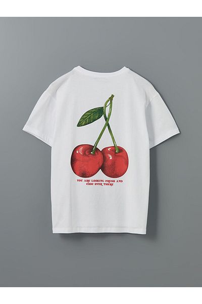 LC Waikiki Dámské tričko XSIDE Crew Neck Cherry s potiskem