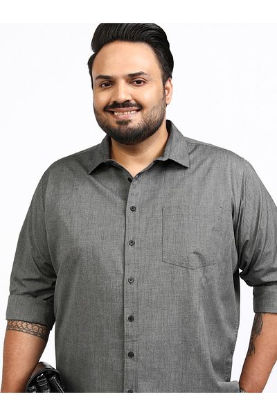 Highlander By Styli Plus Size Regular Fit Collared Shirt with Pocket