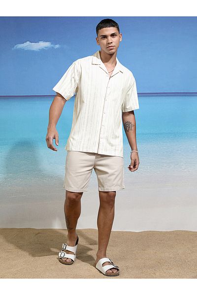 Highlander By Styli Relaxed Fit Striped Short Sleeve Shirt
