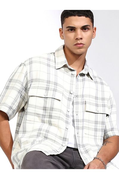 Highlander By Styli Checked Oversized Shirt with Pockets