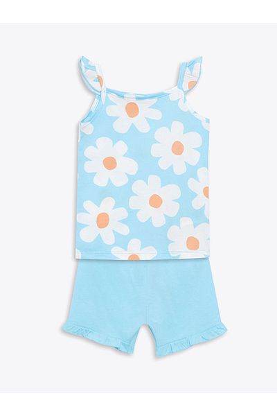LC Waikiki Lcw Strappy Floral Girls' Tank Top and Shorts 2-Piece