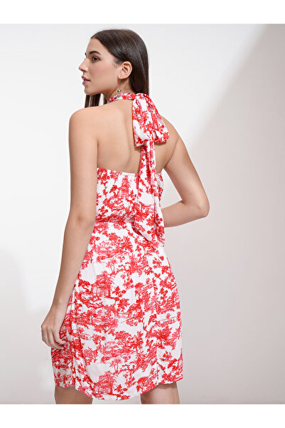 Tokyo Talkies By Styli All Over Print Halter Neck Blouson Mini Dress